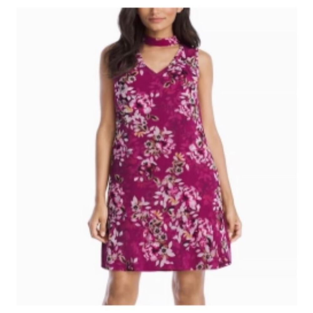 White House Black Market Floral Choker Dress | Size 6 | Sleeveless A-Line